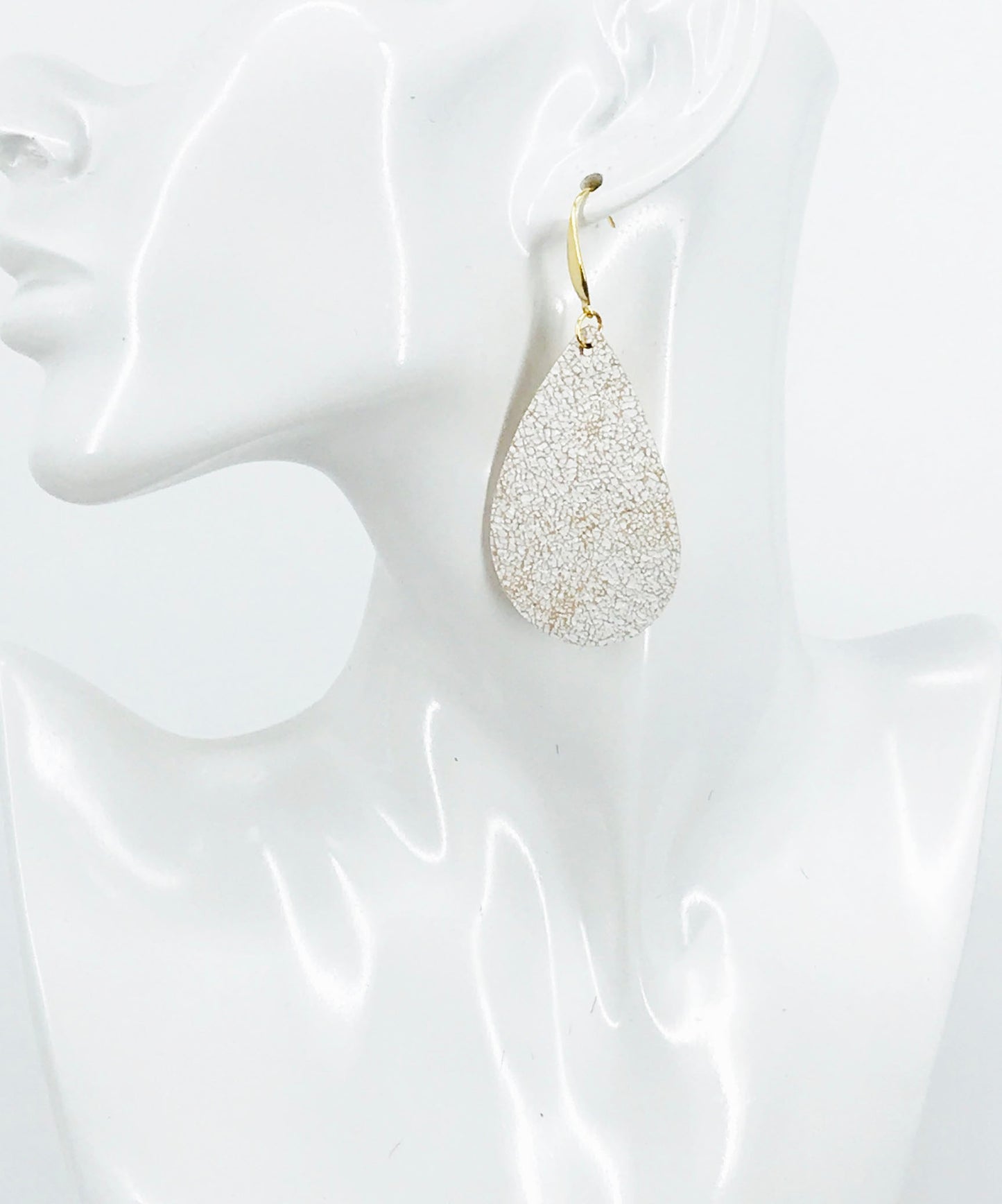 Distressed White Teardrop Earrings