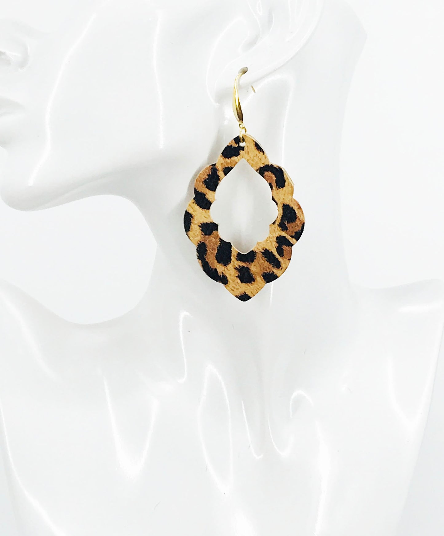 Mini Tan Cheetah Leather Earrings - E19-3549