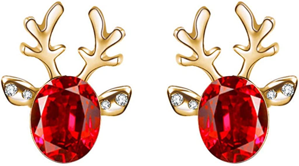Christmas Reindeer Gemstone Stud Earrings - E19-4253
