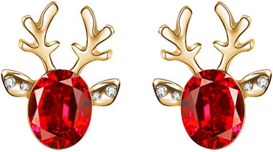Christmas Reindeer Gemstone Stud Earrings - E19-4253