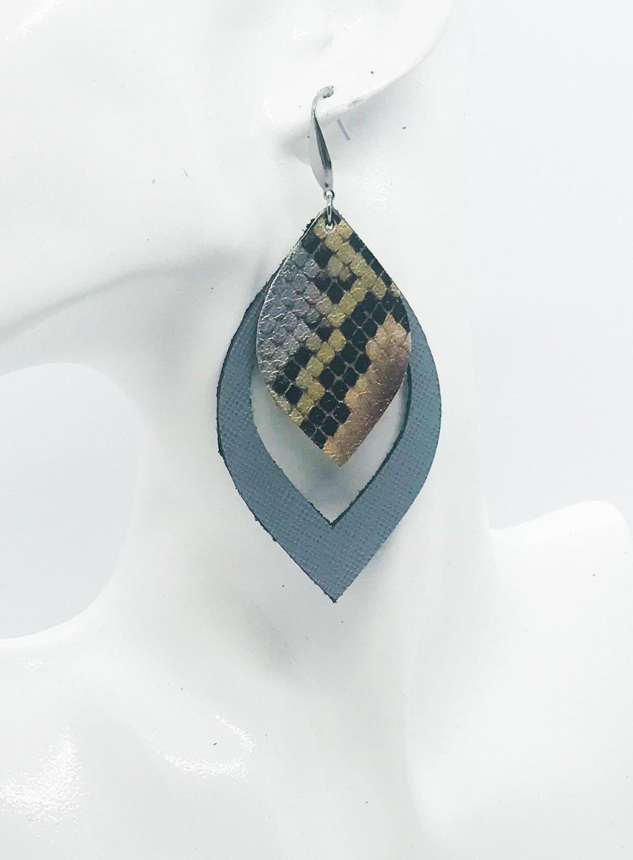 Layered Genuine Leather Earrings - E19-510