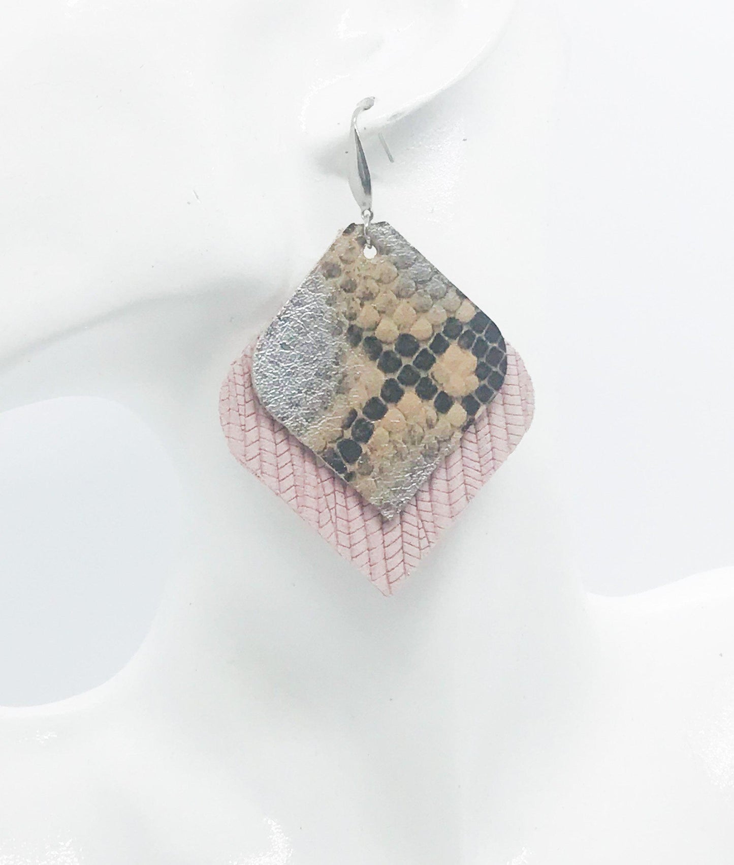 Layered Genuine Leather Earrings - E19-528