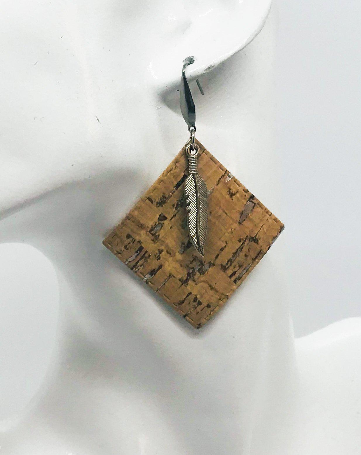 Silver Speckled Cork Earrings - E19-636