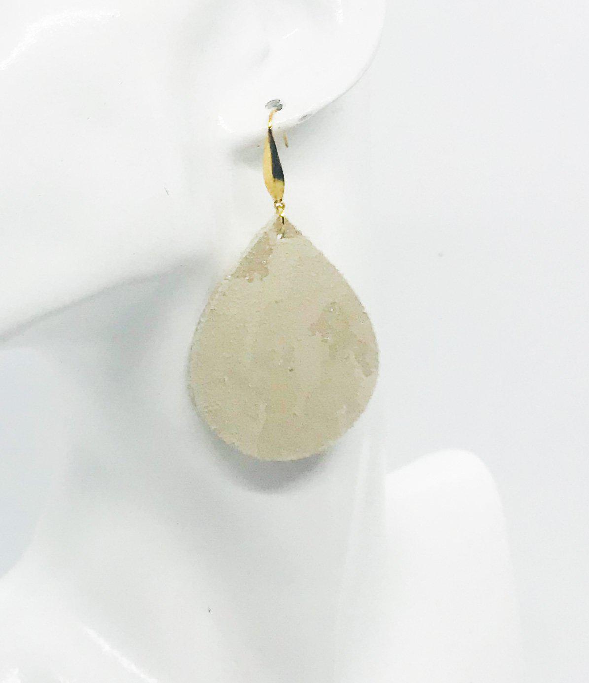 Gold On Beige Metallic Camo Leather Earrings - E19-712