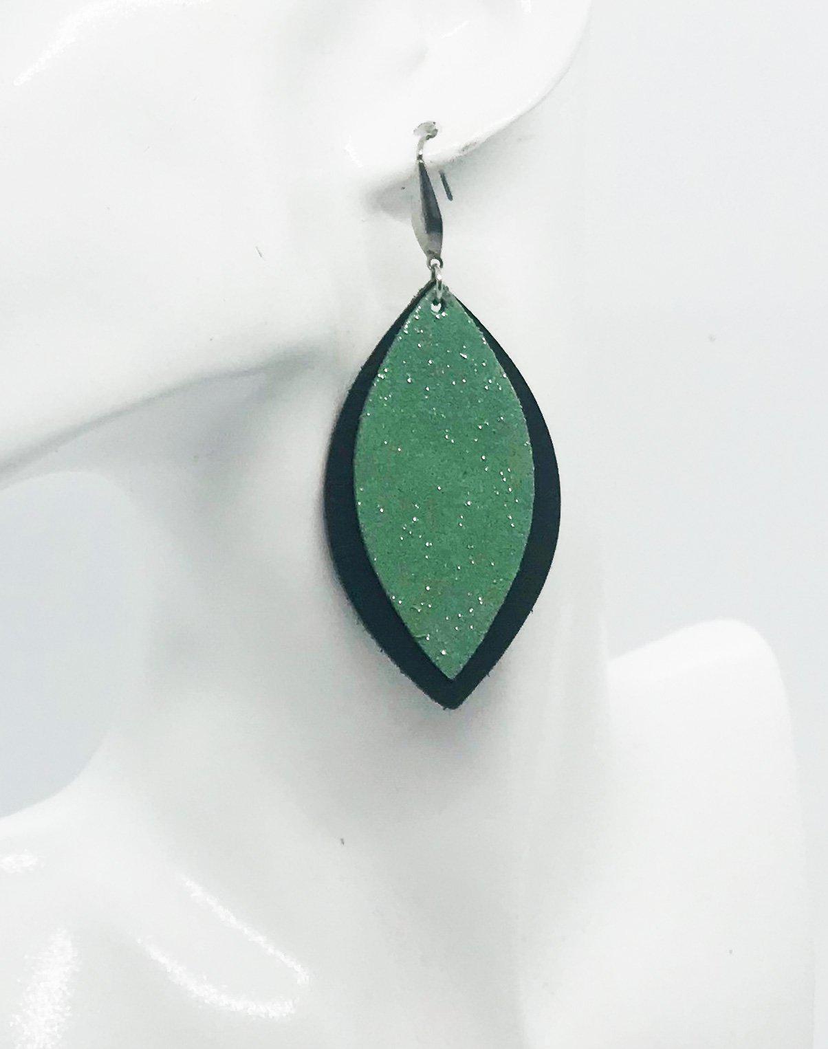 Brown and Mint Genuine Leather Earrings - E19-723