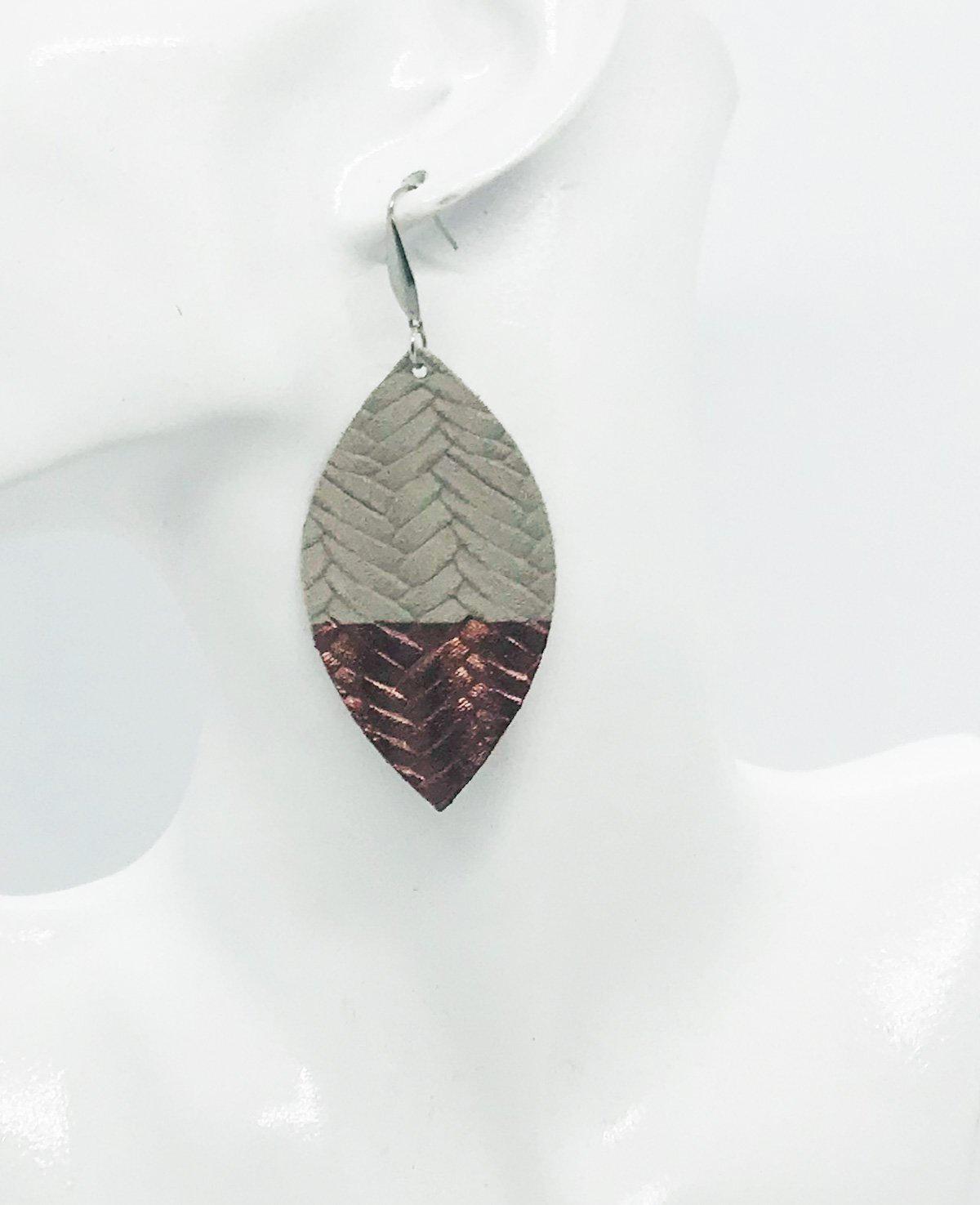 Stonewash Braided Italian Fishtail Leather Painted Earrings - E19-743