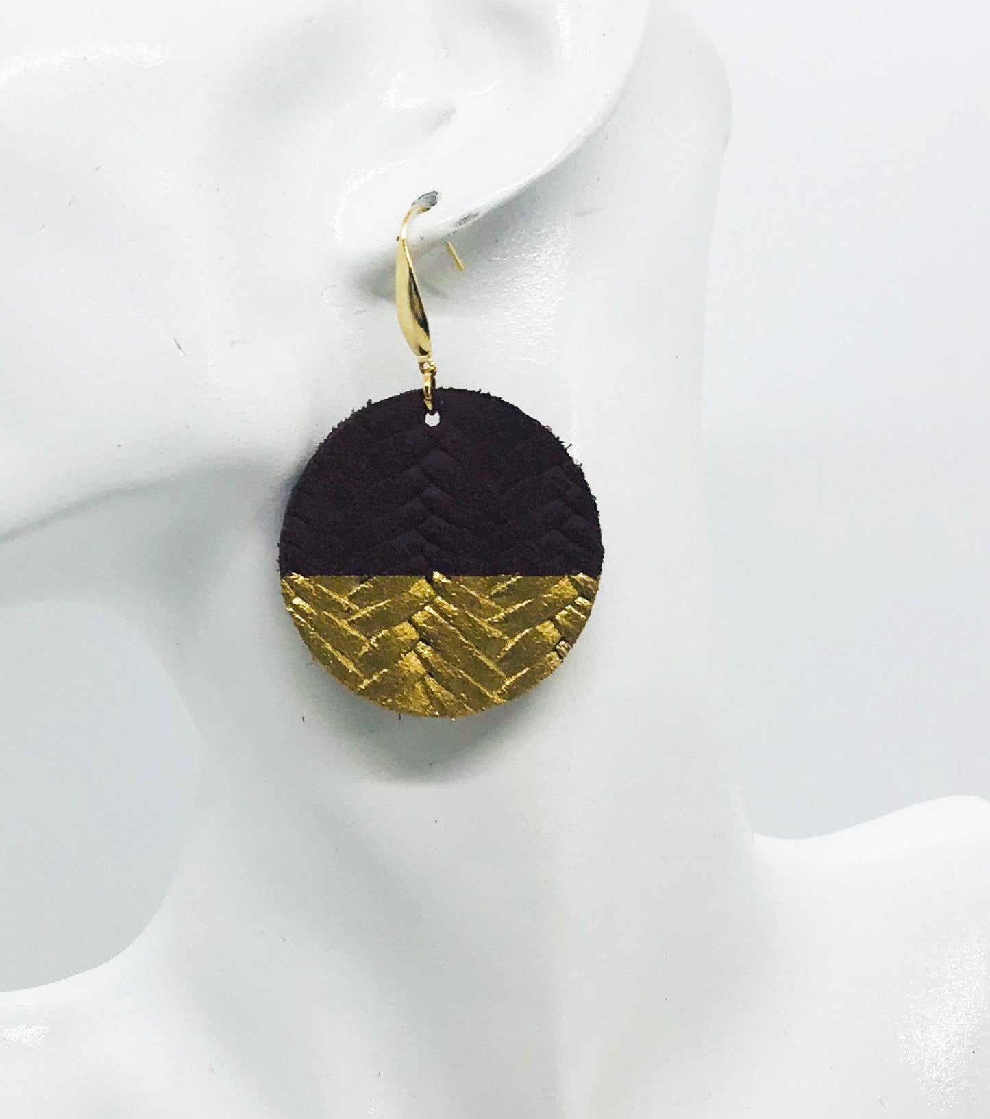 Burgundy Italian Fishtail Leather Earrings - E19-868