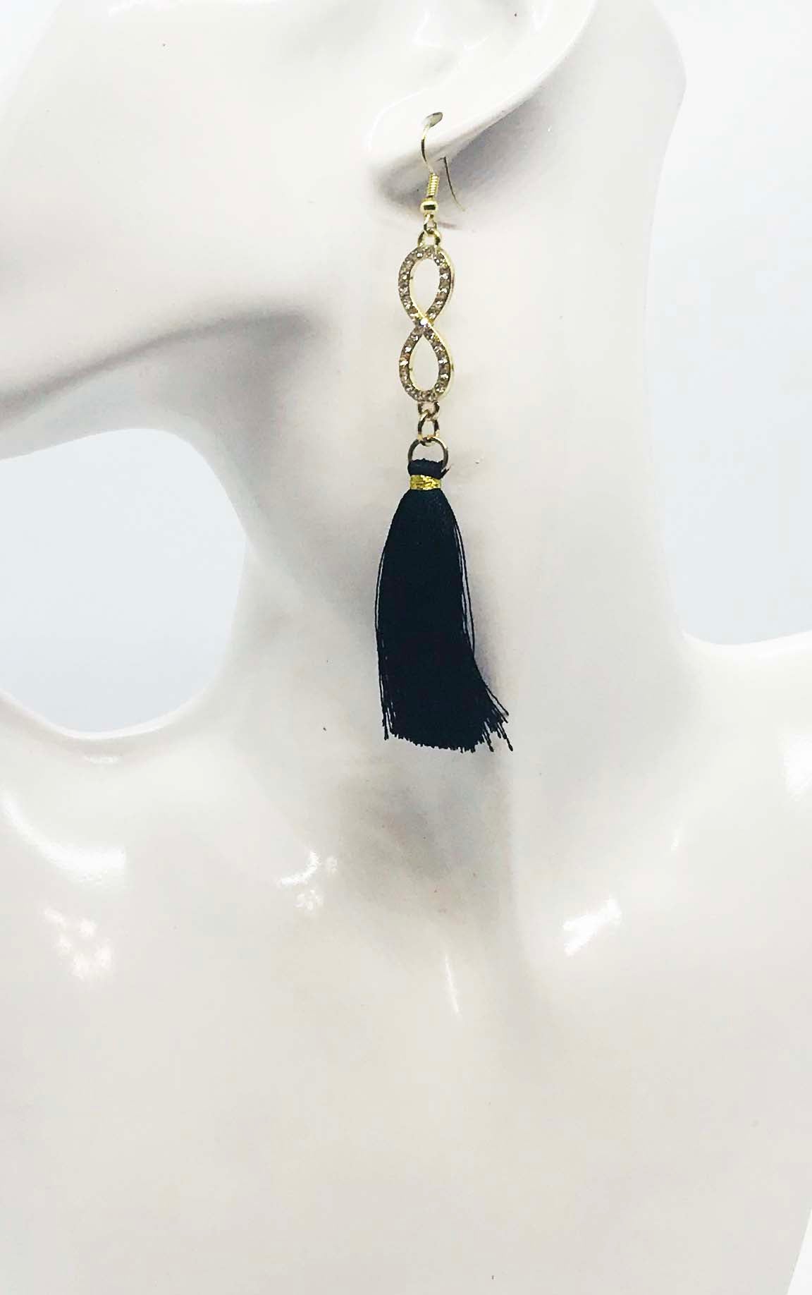 Black Tassel Infinity Dangle Earrings