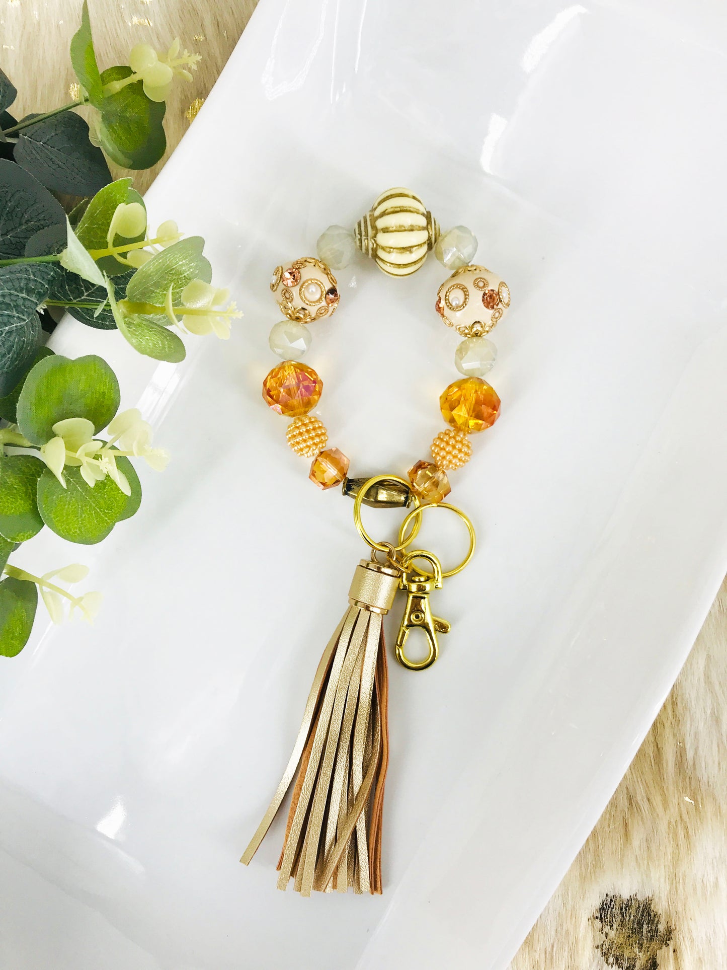 Glass Bead Bracelet Keychain - K209