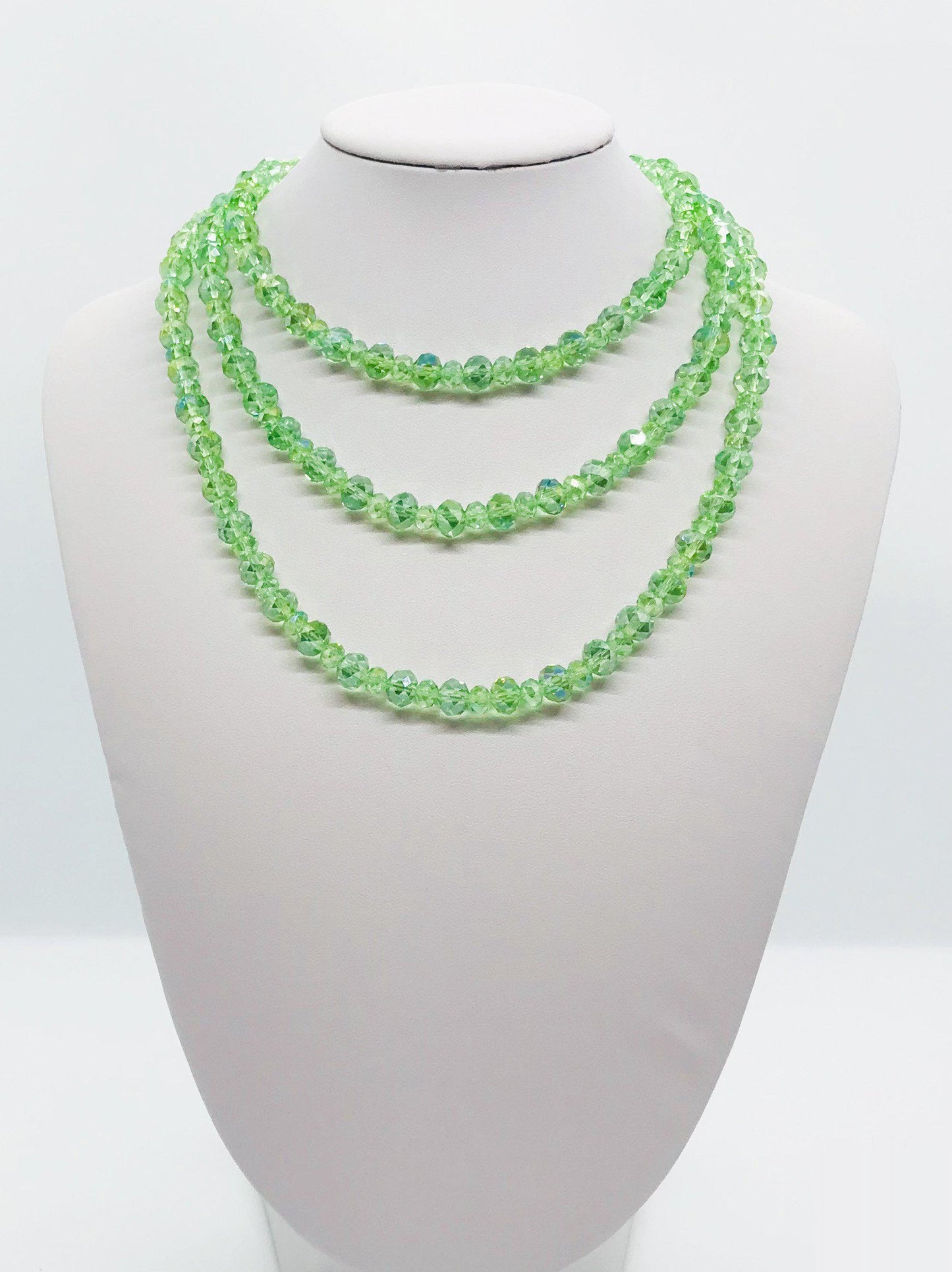Light Green Glass Bead Necklace - N110