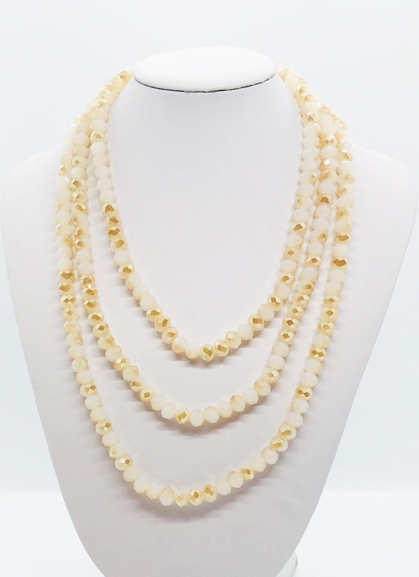 Beige Glas Bead Necklace - N159