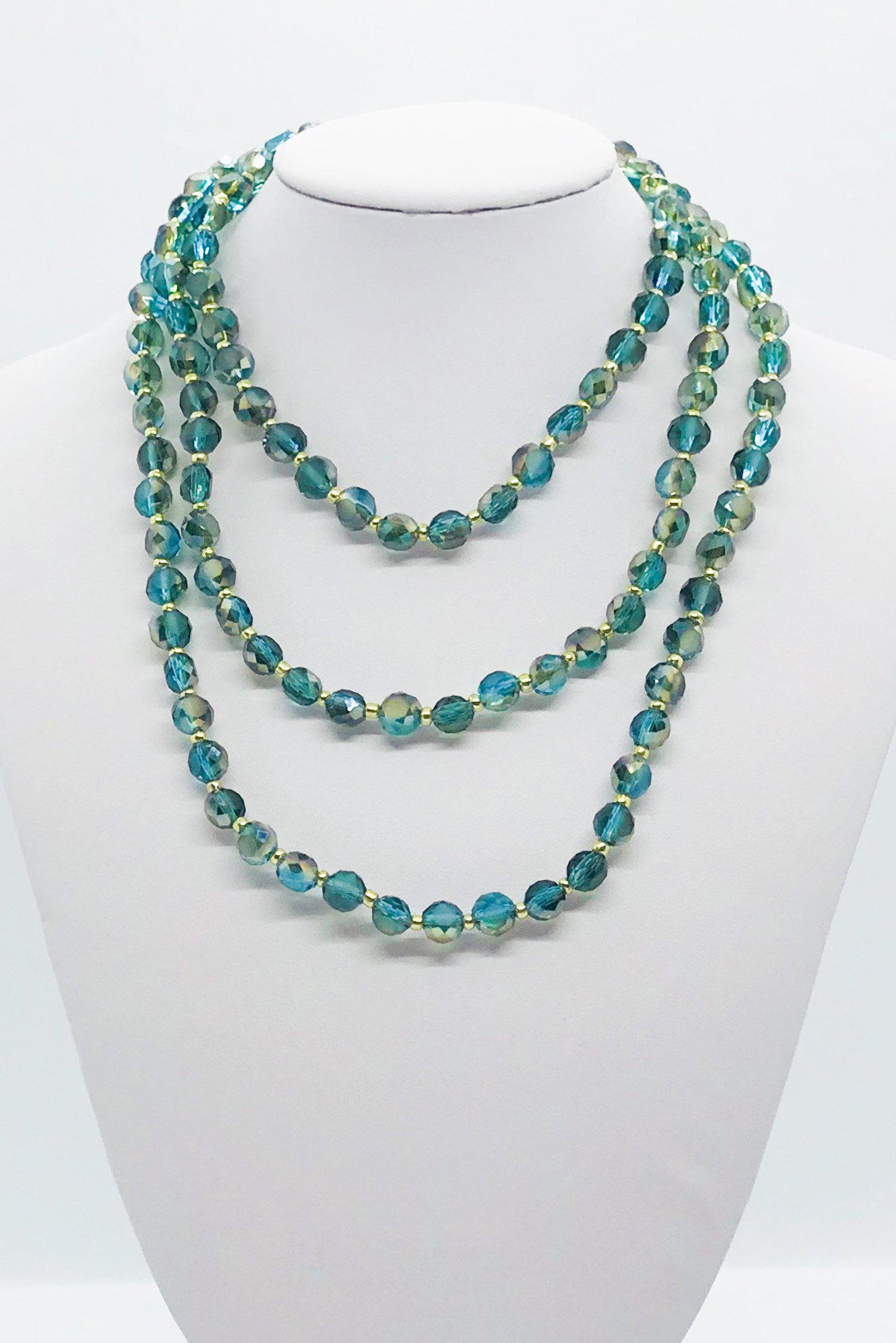 Blue/Green Glass Bead Necklace - N177