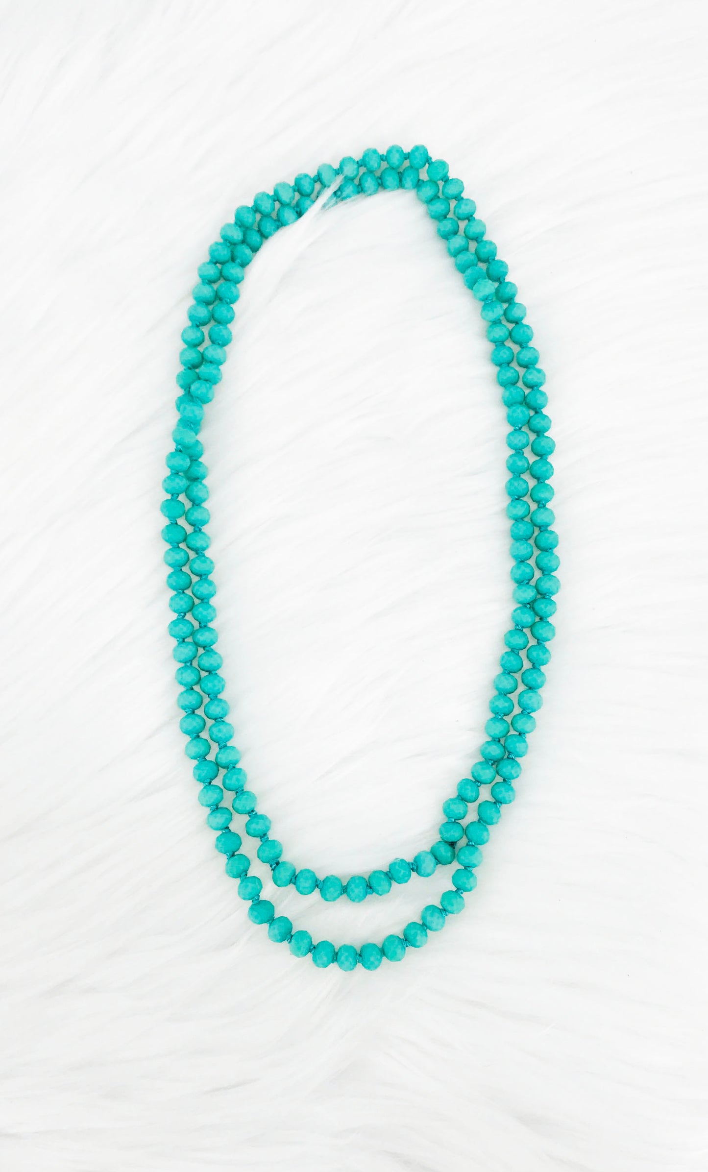 Turquoise Knotted Glass Bead Necklace - N332