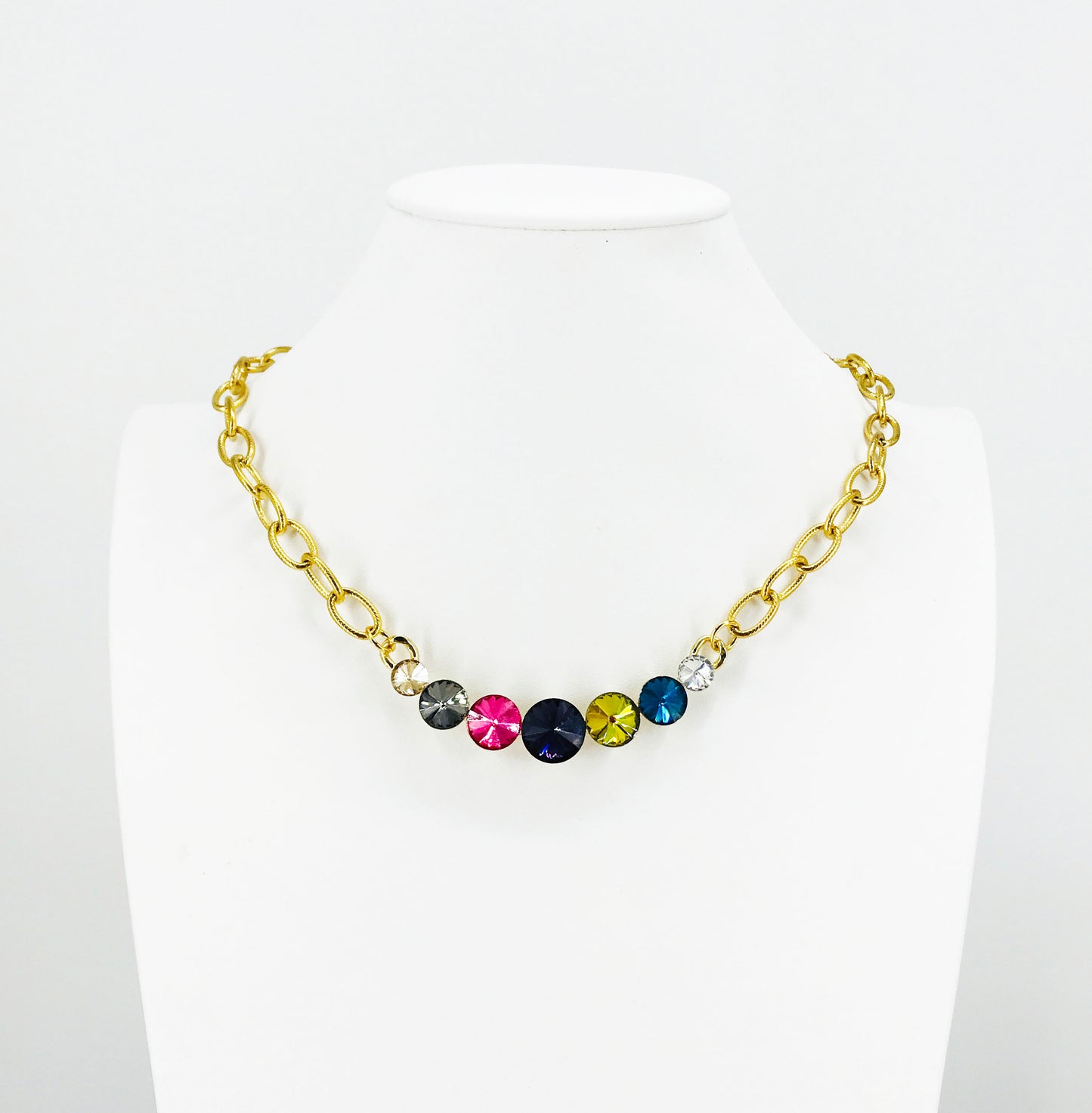 Crystal Pendant & Stainless Steel Chain Necklace - N405