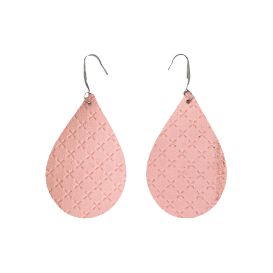 Blush Crosshatch Faux Leather Earrings