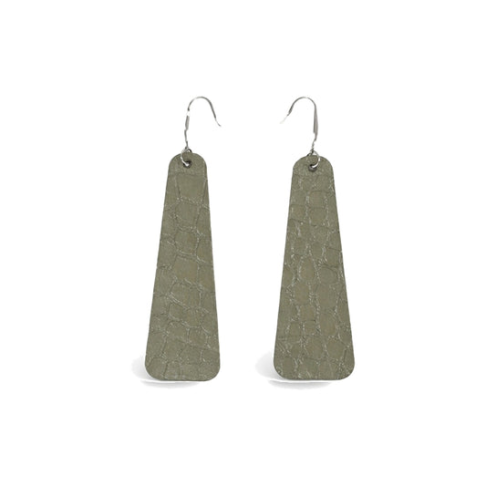 Sage Croc Bar Drop Earrings