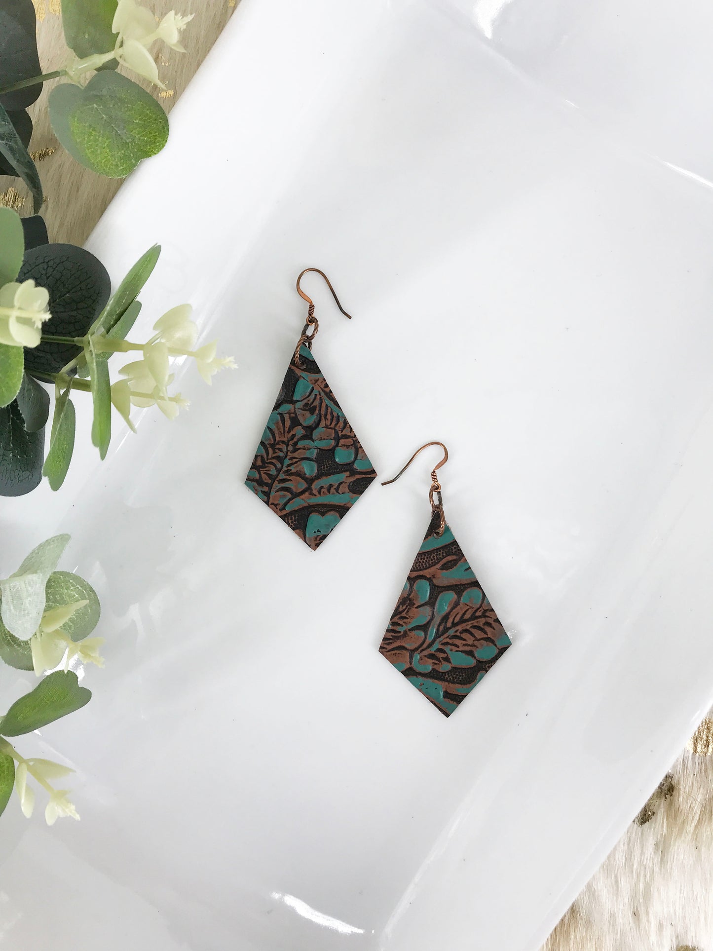 Embossed Leather Earrings - E19-027