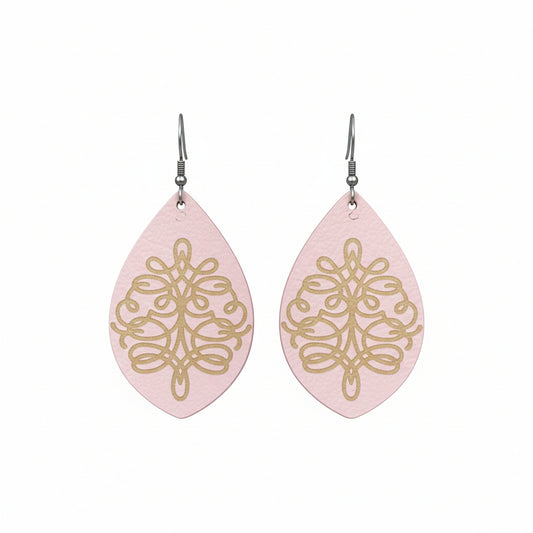 Genuine Baby Pink Leather Earrings - E19-082