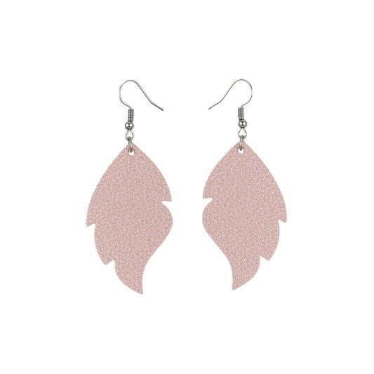 Pink Lemonade Dazzle Scalloped Leaf Leather Earrings