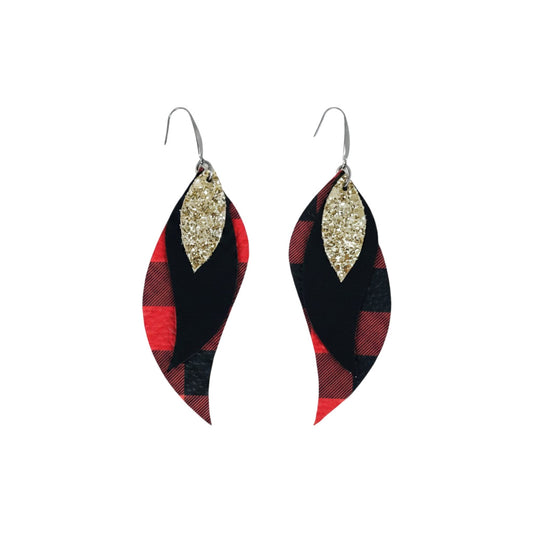 Buffalo Plaid Golden Spark Layered Earrings