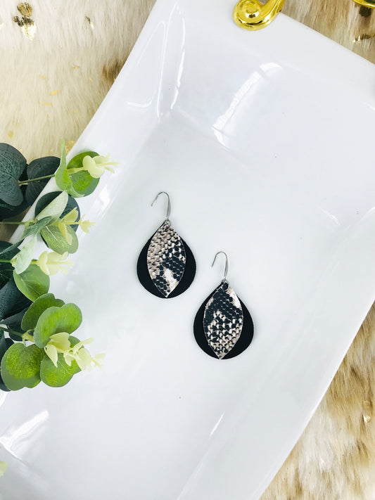 Layered Genuine Leather Earrings - E19-1025