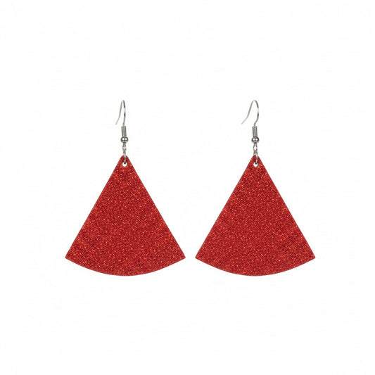 Crimson Dazzle Fan Leather Earrings  NEW DESCRIPTION: