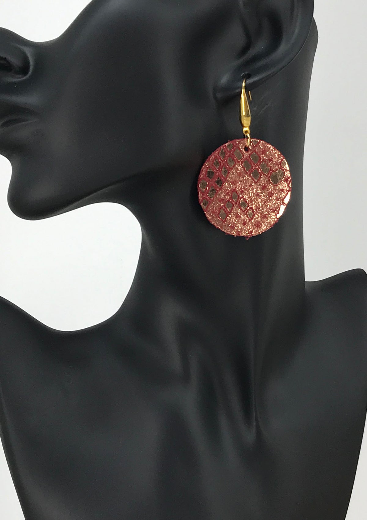 Rose Gold Copper Snake Leather Earrings