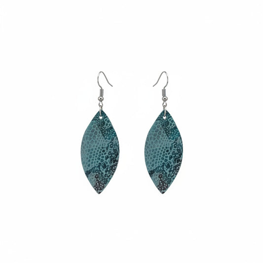 Turquoise Snake Print Leather Earrings