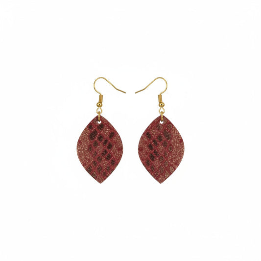 Rose Gold Copper Mystic Leather Teardrop Earrings