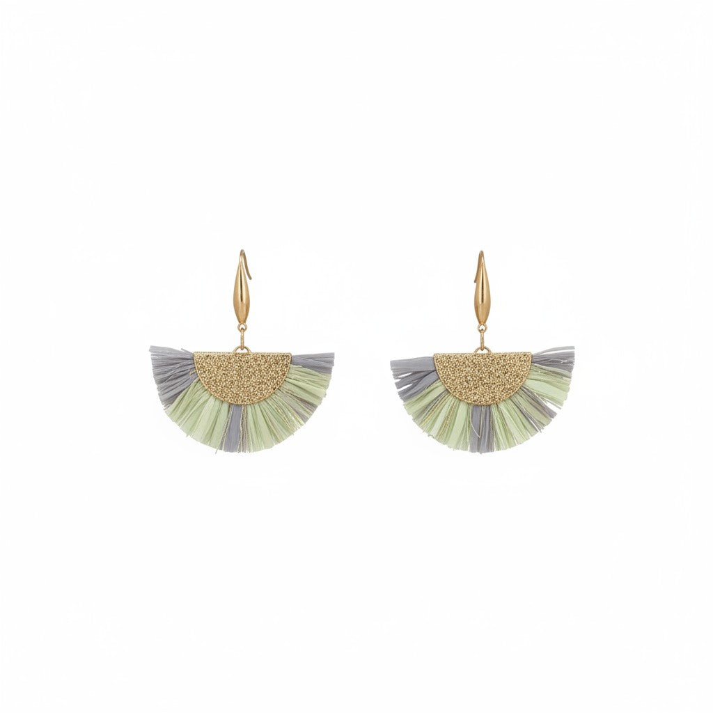 Multi Color Fan Tassel Earrings