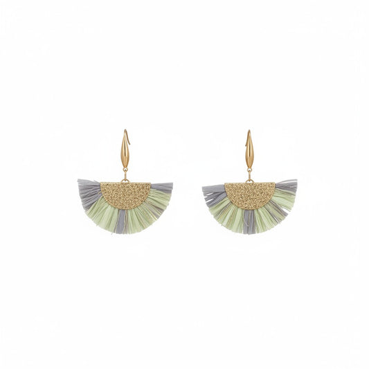Multi Color Fan Tassel Earrings