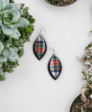 Load image into Gallery viewer, Black and Plaid Leather Earrings - E19-1072
