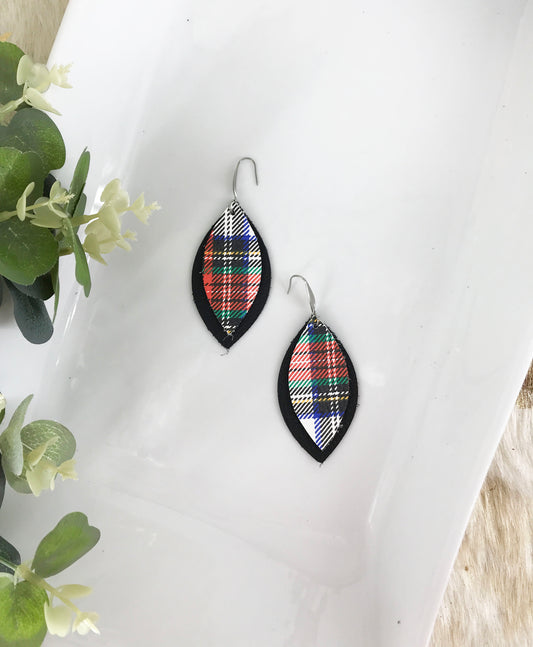Black and Plaid Leather Earrings - E19-1072