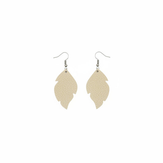 Champagne Dazzle Scalloped Leaf Leather Earrings