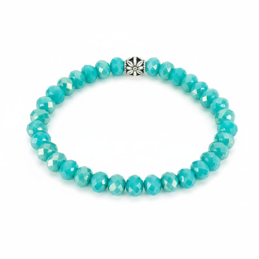 Dark Cyan Glass Bead Stretch Bracelet