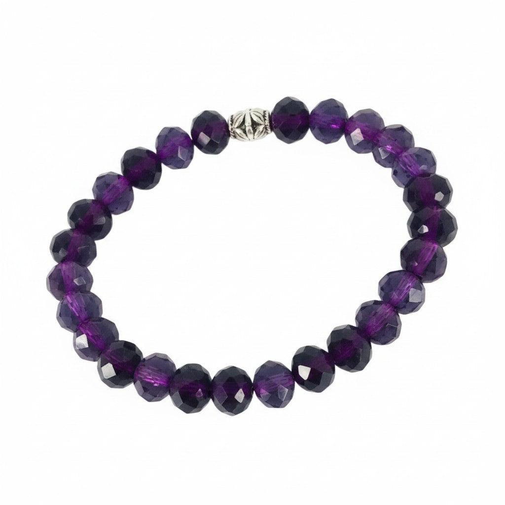 Purple Glass Bead Stretch Bracelet