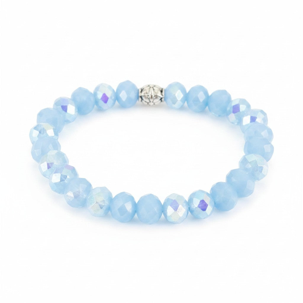Light Blue AB Glass Bead Stretch Bracelet