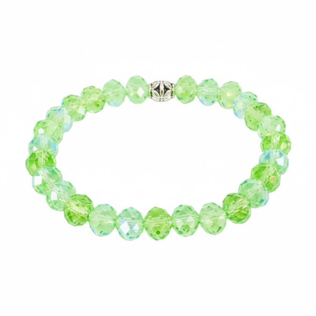Green AB Glass Bead Stretch Bracelet