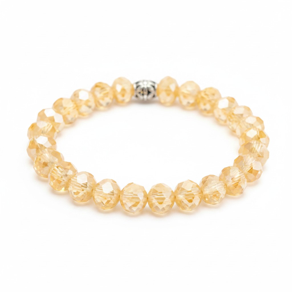 Metallic Tan Glass Bead Stretch Bracelet