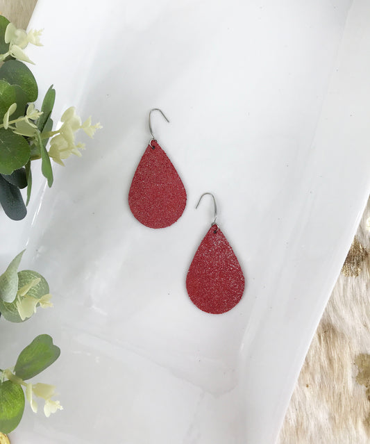 Crimson Dazzle Leather Earrings - E19-1102
