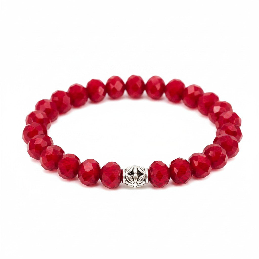 Red Glass Bead Stretch Bracelet