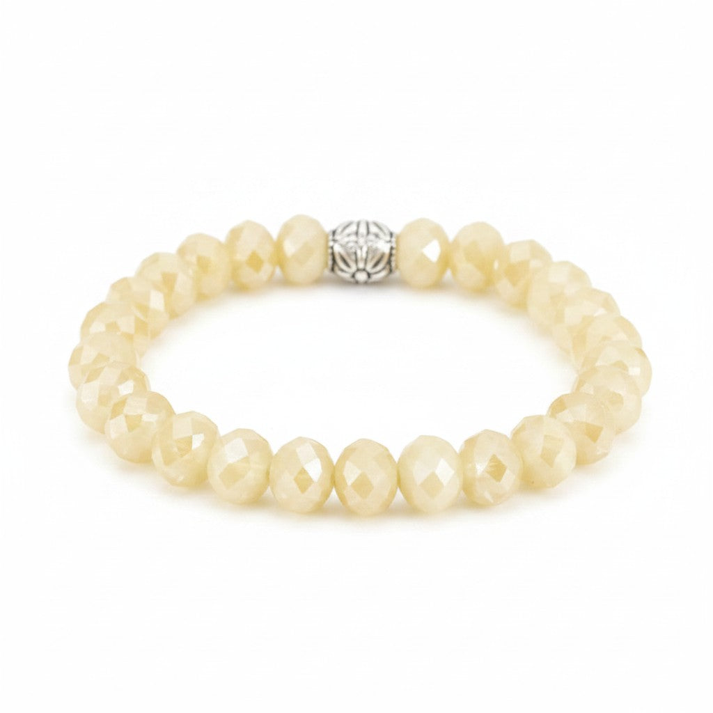 Tan Glass Bead Stretch Bracelet
