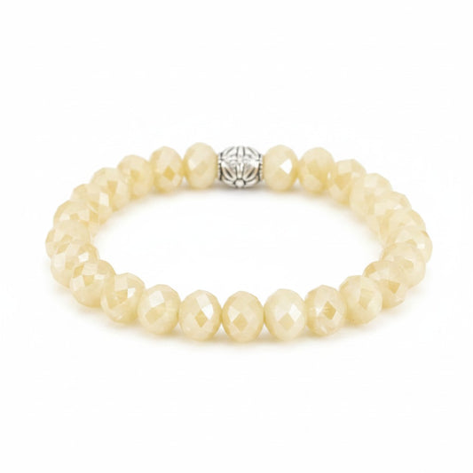Tan Glass Bead Stretch Bracelet