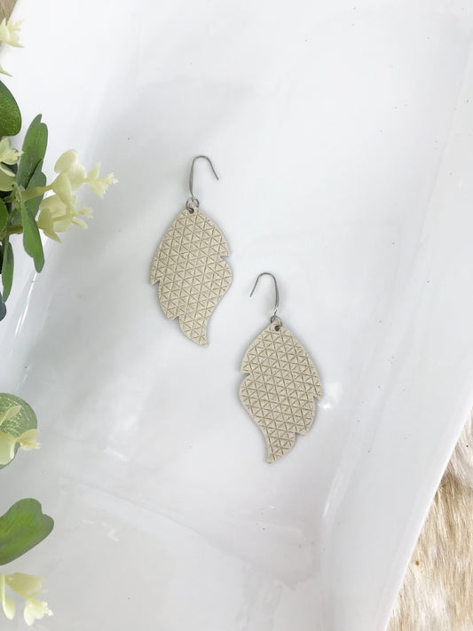 Cream Italian leather Earrings - E19-1110