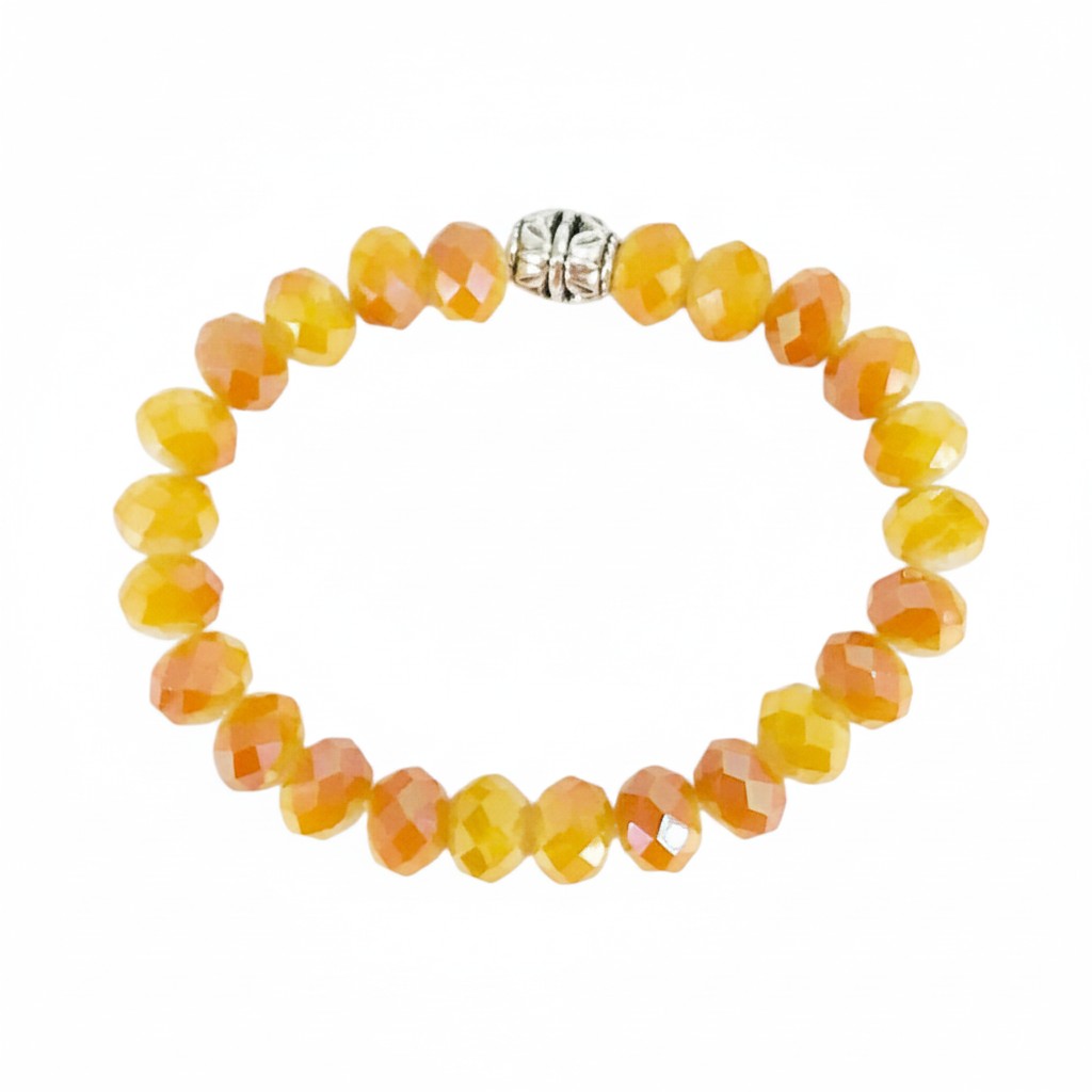 Salmon Glass Bead Stretch Bracelet