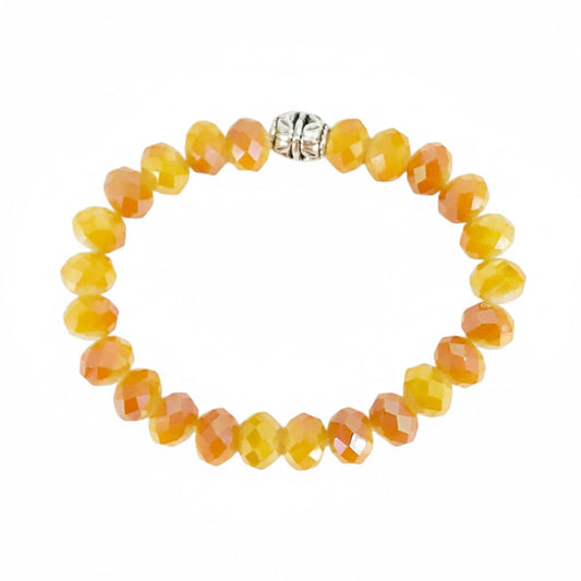 Salmon Glass Bead Stretch Bracelet
