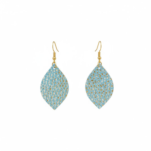 Mint Gold Tipped Leaf Leather Earrings