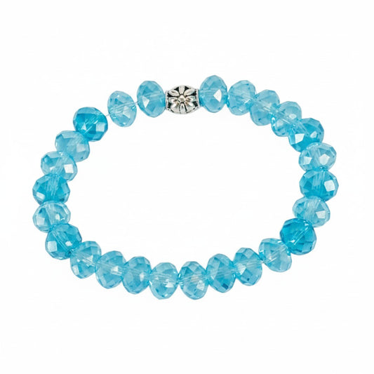 Iridescent Light Blue AB Glass Bead Stretch Bracelet