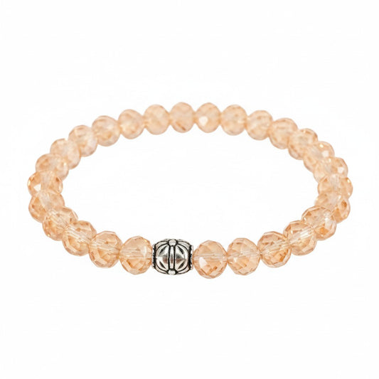 Peach Glass Bead Stretch Bracelet