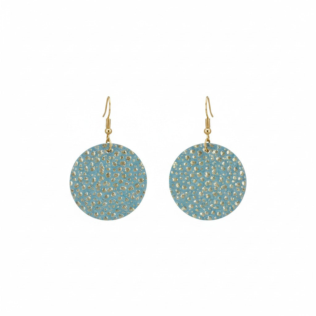 Mint Gold Tipped Circle Leather Earrings